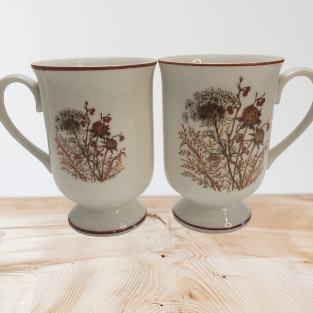 8 Throwback Flawless Vintage Fanci Florals "Bramble" Tea Cup 1970's Cottagecore